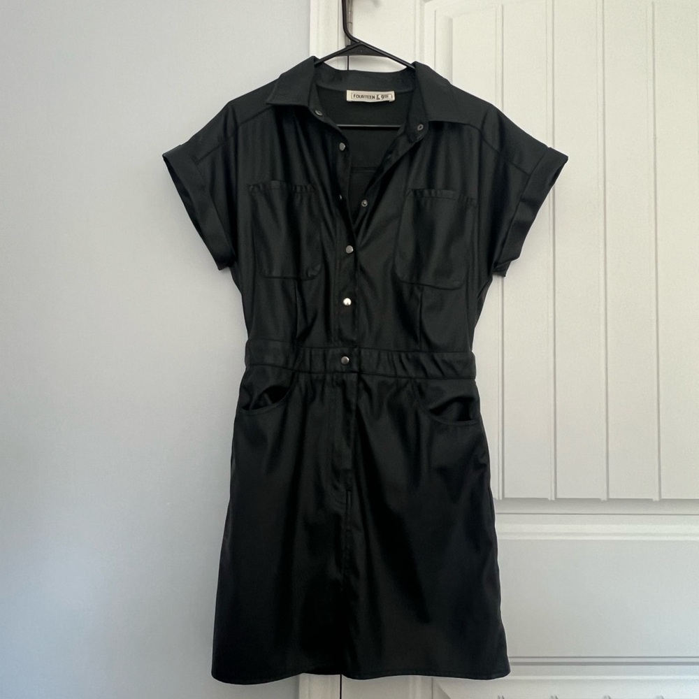 Black Faux Leather Dress